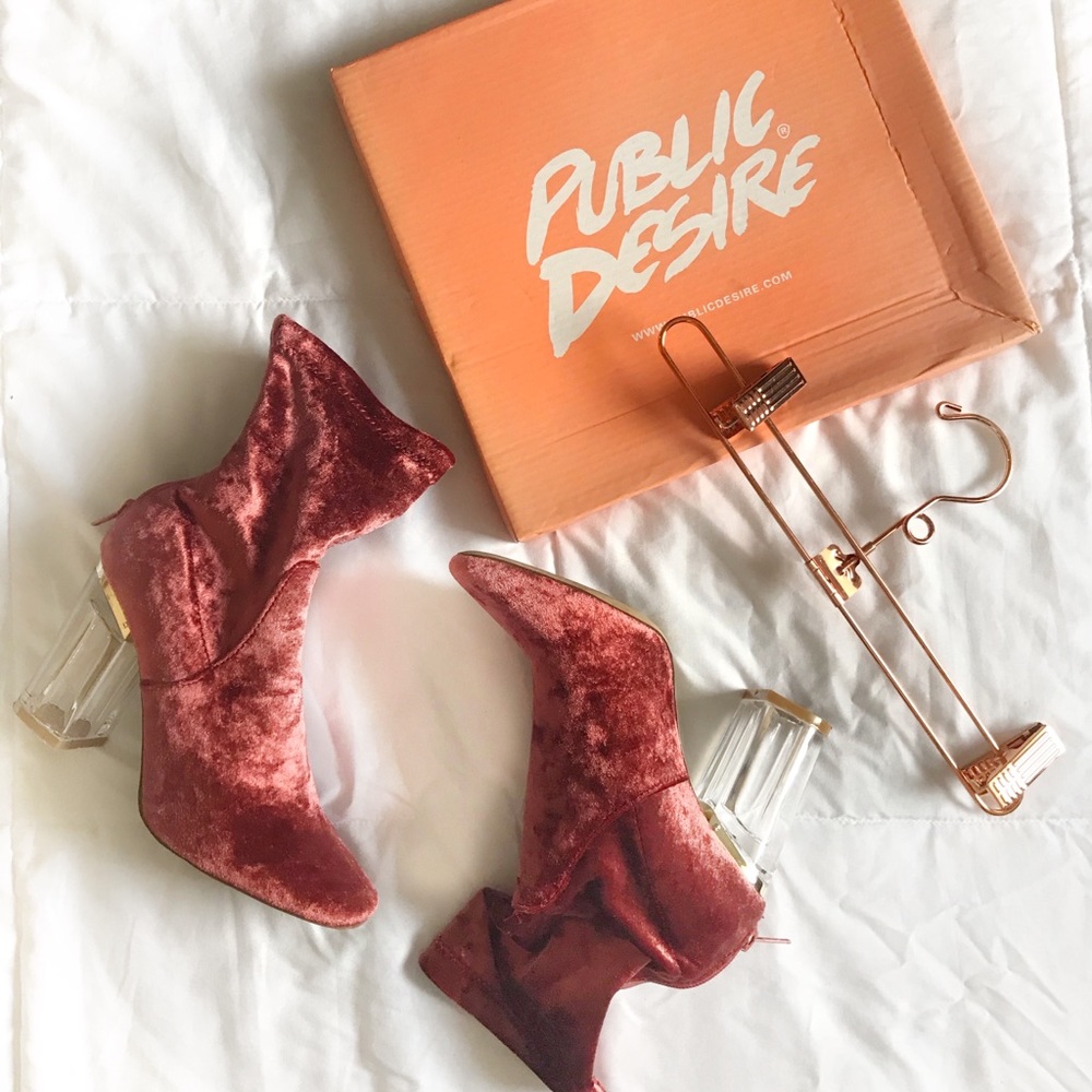 Crushed velvet Public Desire Perspex Booties
